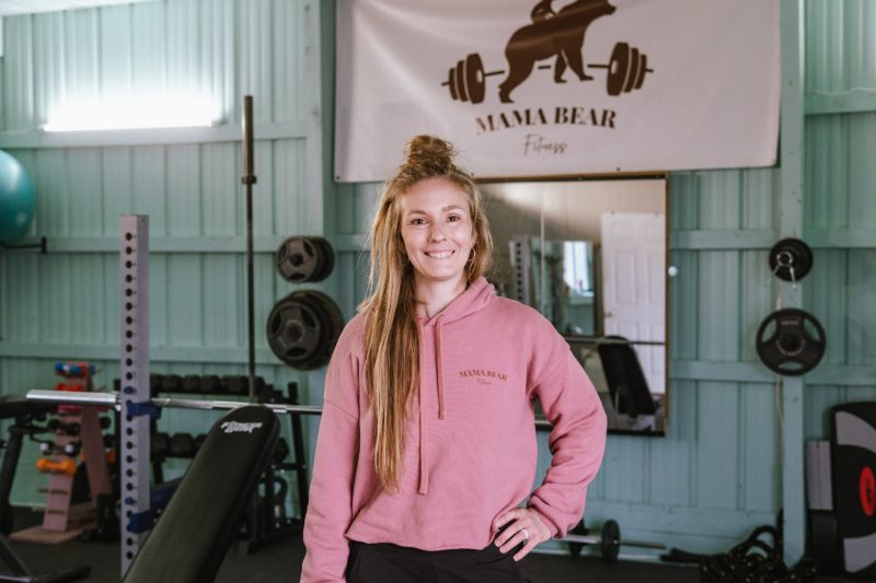 Jess Parcher in the Mama Bear Fitness gym